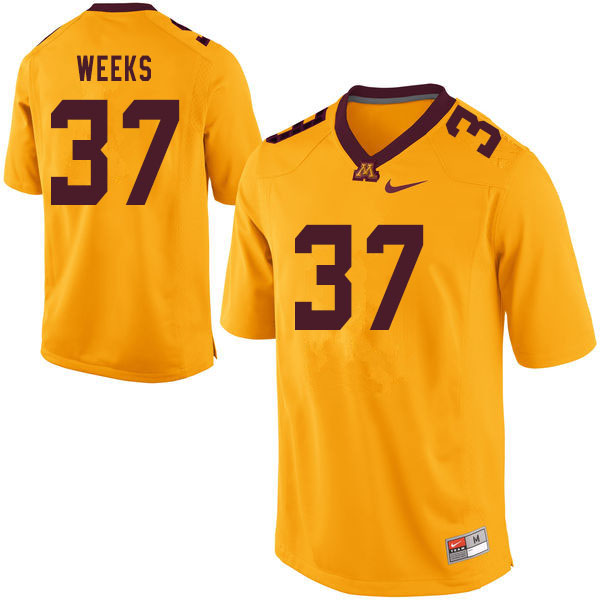 Men #37 Brady Weeks Minnesota Golden Gophers College Football Jerseys Sale-Yellow - Click Image to Close